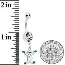 Load image into Gallery viewer, Clear Gem White Green Mummy Halloween Dangle Belly Ring
