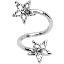 Load image into Gallery viewer, Clear Gem Star Moon Dangle Twister Blue Belly Ring Set of 3
