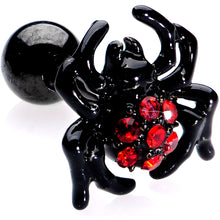 Load image into Gallery viewer, 16G 1/4 Black Red Gem Spider Halloween Cartilage Tragus Set of 3
