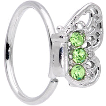 Load image into Gallery viewer, 20G 5/16 Green Gem Lacy Butterfly Nose Hoop
