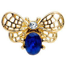 Load image into Gallery viewer, 16G 5/16 Blue Gem Gold Tone Beautiful Bee Labret Monroe Tragus
