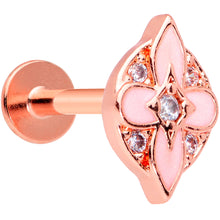 Load image into Gallery viewer, 16G 5/16 Clear Gem Rose Gold Tone Pink Cross Labret Monroe Tragus
