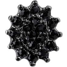 Load image into Gallery viewer, 16G 1/4 Black Gem Floral Burst Halloween Cartilage Tragus
