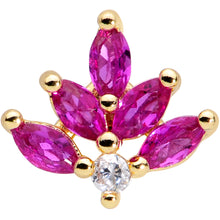 Load image into Gallery viewer, 16G 1/4 Dark Red Gem Gold Tone Autumn Leaves Cartilage Tragus
