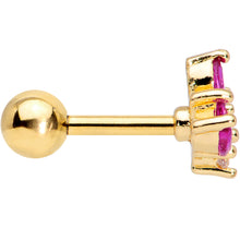 Load image into Gallery viewer, 16G 1/4 Dark Red Gem Gold Tone Autumn Leaves Cartilage Tragus
