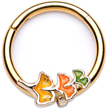 Load image into Gallery viewer, 16G 3/8 Autumn Leaves Fall Hinged Segment Ring
