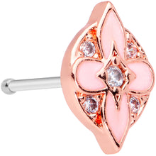 Load image into Gallery viewer, 20G 1/4 Clear Gem Rose Gold Tone Pink Cross Nose Bone
