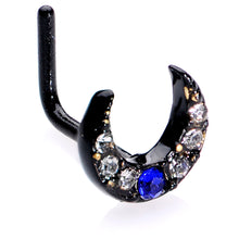 Load image into Gallery viewer, 20G 5/16 Blue Gem Black Moon Star Assorted Nose Ring Set of 3

