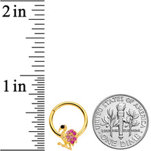 Load image into Gallery viewer, 16G 3/8  Pink Gem Gold Tone Fashion Flamingo Hinged Segment Ring
