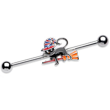 Load image into Gallery viewer, 14G Black Cat Witch Halloween Industrial Barbell 38mm

