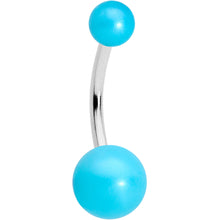Load image into Gallery viewer, Aqua Gem Daisy Pearlescent Belly Ring Set of 3
