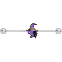 Load image into Gallery viewer, 14G Witch Halloween Glow in the Dark Industrial Barbell 38mm
