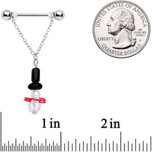 Load image into Gallery viewer, 14G 11/16 Aurora Gem Snowman Christmas Dangle Nipple Ring Set
