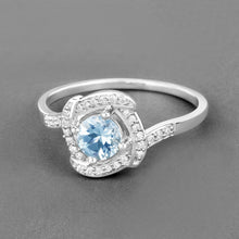 Load image into Gallery viewer, 0.46 Carat Genuine Aquamarine and White Diamond 14K White Gold Ring
