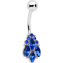 Load image into Gallery viewer, Blue CZ Gem Fountain Belly Ring
