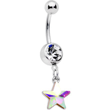 Load image into Gallery viewer, Clear Aurora Gem Simple Star Dangle Belly Ring
