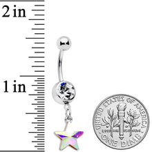 Load image into Gallery viewer, Clear Aurora Gem Simple Star Dangle Belly Ring
