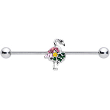 Load image into Gallery viewer, 14G Pink Gem Funky Flamingo Industrial Barbell 38mm

