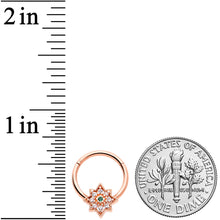Load image into Gallery viewer, 16G 3/8 Green Gem Rose Gold Tone Evening Star Hinged Segment Ring

