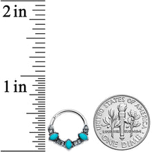 Load image into Gallery viewer, 16G 3/8 Clear Blue Gem Southwestern Ovals Hinged Segment Ring
