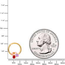 Load image into Gallery viewer, 16G 3/8 Red Blue Gem Gold Tone Multi Flower Hinged Segment Ring
