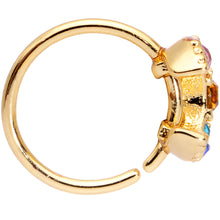 Load image into Gallery viewer, 20G 5/16 Rainbow Gem Gold Tone Crescent Moon Nose Hoop
