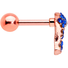Load image into Gallery viewer, 16G 1/4 Blue Gem Rose Gold Tone Dolphin Cartilage Tragus Earring
