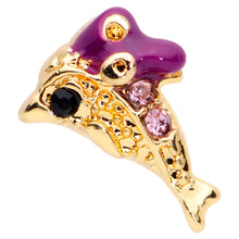 Load image into Gallery viewer, 16G 5/16 Purple Gem Gold Tone Dainty Dolphin Labret Monroe Tragus
