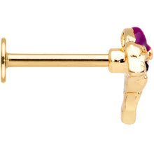 Load image into Gallery viewer, 16G 5/16 Purple Gem Gold Tone Dainty Dolphin Labret Monroe Tragus
