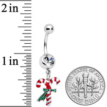 Load image into Gallery viewer, Clear Gem Wreath Stocking Candy Cane Christmas Belly Ring Set of 3
