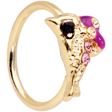 Load image into Gallery viewer, 20G 5/16 Purple Gem Gold Tone Dainty Dolphin Nose Hoop
