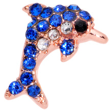 Load image into Gallery viewer, 16G 5/16 Blue Gem Rose Gold Tone Dolphin Labret Monroe Tragus
