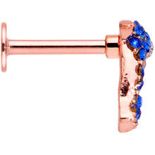 Load image into Gallery viewer, 16G 5/16 Blue Gem Rose Gold Tone Dolphin Labret Monroe Tragus

