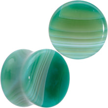 Load image into Gallery viewer, Natural Green Line Agate Stone Saddle Plug Set
