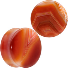 Load image into Gallery viewer, Natural Red Line Agate Stone Saddle Plug Set

