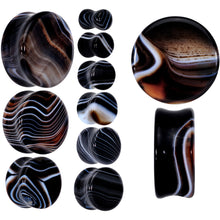 Load image into Gallery viewer, Natural Black Line Agate Stone Saddle Plug Set

