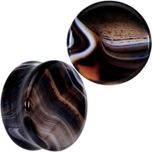 Load image into Gallery viewer, Natural Black Line Agate Stone Saddle Plug Set
