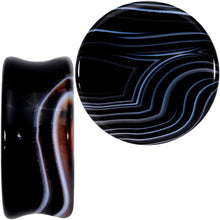 Load image into Gallery viewer, Natural Black Line Agate Stone Saddle Plug Set
