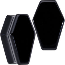 Load image into Gallery viewer, Black Obsidian Coffin Halloween Double Flare Plug Set

