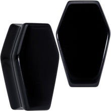 Load image into Gallery viewer, Black Obsidian Coffin Halloween Double Flare Plug Set
