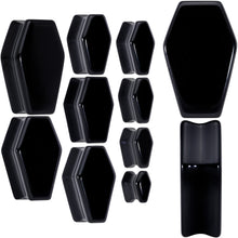 Load image into Gallery viewer, Black Obsidian Coffin Halloween Double Flare Plug Set
