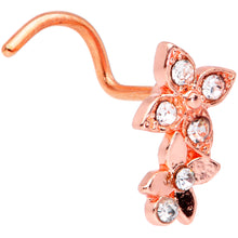 Load image into Gallery viewer, 20G 1/4 Clear Gem Rose Gold Hue Butterfly Flower Nose Ring Screw
