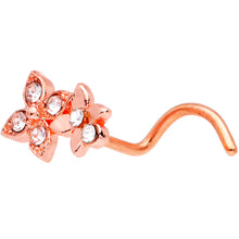 Load image into Gallery viewer, 20G 1/4 Clear Gem Rose Gold Hue Butterfly Flower Nose Ring Screw
