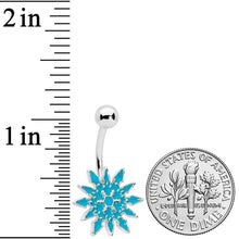Load image into Gallery viewer, Aqua Gem Winter Snowflake Christmas Belly Ring

