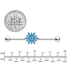 Load image into Gallery viewer, 14G Blue Winter Snowflake Christmas Industrial Barbell 38mm
