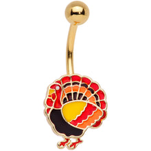 Load image into Gallery viewer, Gold Tone Turkey Thanksgiving Belly Ring
