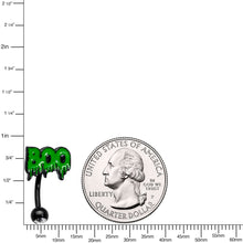 Load image into Gallery viewer, Clear Gem Black Green Spooky Boo Halloween Top Mount Belly Ring
