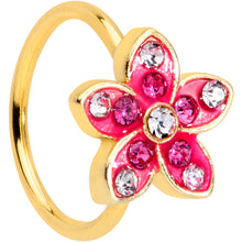 Load image into Gallery viewer, 20G 5/16 Clear Purple Gem Gold Tone Fabulous Flower Nose Hoop
