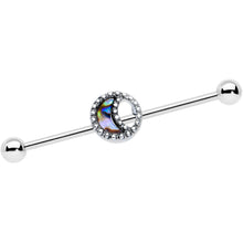 Load image into Gallery viewer, 14G Iridescent Crescent Moon Industrial Barbell 38mm
