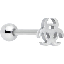 Load image into Gallery viewer, Biohazard Symbol Barbell Tongue Ring
